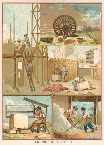 Byggsten (chromolitho) av French School