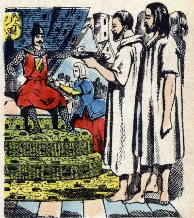 Borgare i Calais framför Edward III 1346, Epinal Picture 1800-talet (gravyr) av French School