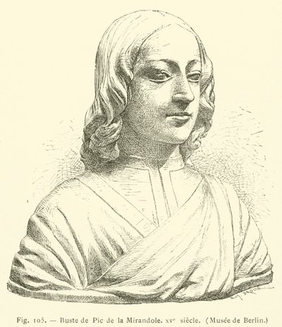 Byst av Pic de la Mirandola, 1400-talet, Berlins museum (gravyr) av French School
