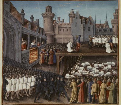 KRUSADER: Richard I ser halshuggningen av den muslimska garnisonen i Acre den 20... av French School
