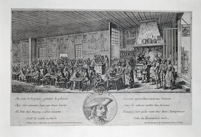 Cabaret du Tambour Royal av Jean Ramponneau (1724-1802), gravyr. Frankrike av French School