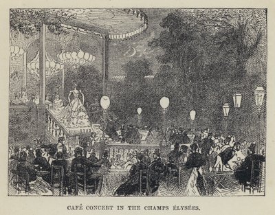 Cafékonsert i Champs Elysees (gravyr) av French School