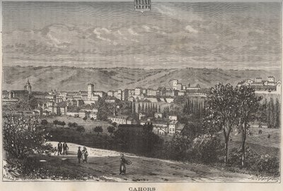 Cahors - Lot - Midi-Pyrénées - gravyr i "La France illustrée: geografi, historia, statistisk administration" av V.A. Malt-Brown. 1884 av French School