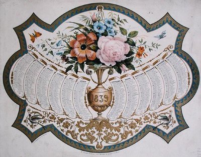 Kalender för 1839, graverad av Godefroy Engelmann (1788-1839) c.1838 (färg litho) av French School
