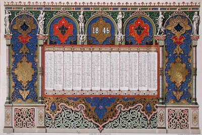 Kalender för 1846, ca 1845 (färg litho) av French School