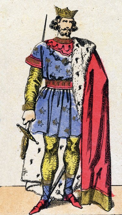 Capetian Dynasty: Porträtt av Ludvig VIII kallad Lejonet (1187-1226), Frankernas kung från 1223 till 1226. Epinal avbildning från slutet av 1800-talet. Privat samling. av French School