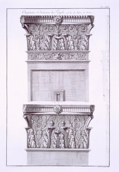 Huvudstäder från templet nära de romerska baden, Nimes. av French School
