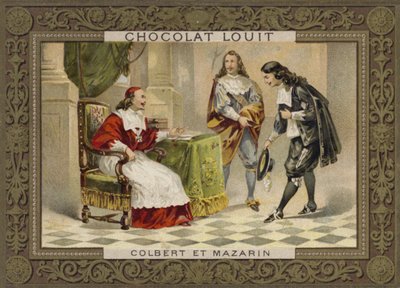 Kardinal Mazarin och Jean-Baptiste Colbert, franska statsmän, 1600-talet av French School