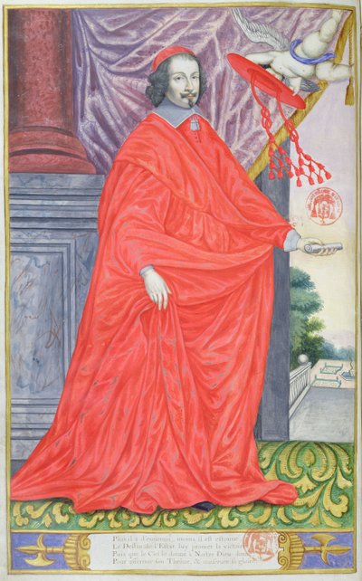 Kardinal Mazarin, illustration från The Panegyrics of the Illustrious Men of Our Century av Puget de la Serre, 1655 av French School