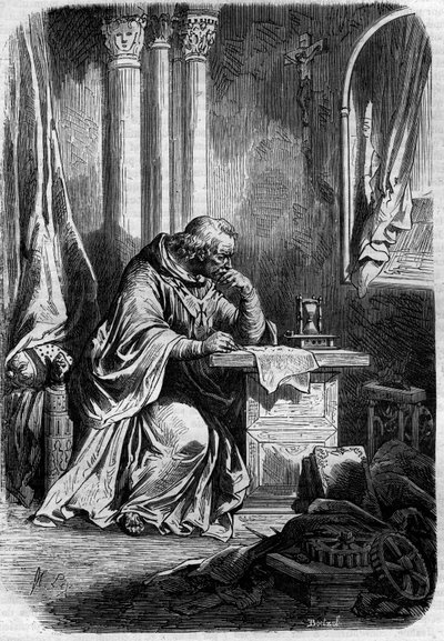 Kardinalälskare av påven Jeanne (påven från 855 till 858). Gravyr i "Historia om påvar-kungar-drottningar och kejsare genom århundradena" av Maurice Lachatre av French School