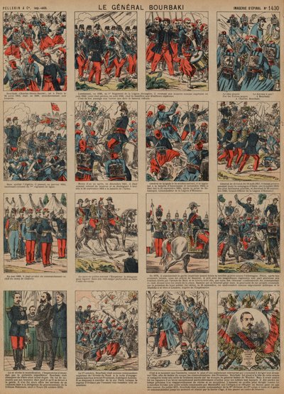 Karriär för den franske generalen Charles-Denis Bourbaki (färgad gravyr) av French School