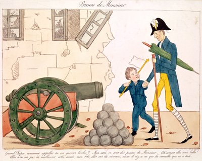 Karikatyr av Charles X (1757-1836) och Henri (1820-83) Duc de Bordeaux, 25 juli 1830 av French School