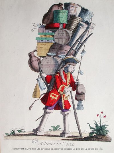 Karikatyr av Henri Jacques Nompar de Caumont (1675-1726), 5:e Duc de la Force, gjord av 