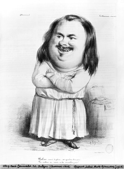 Karikatyr av Honore de Balzac (1799-1850) illustration från 