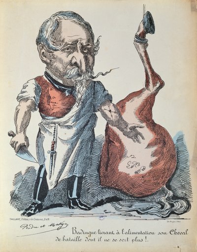 Karikatyr av Napoleon III (1808-73) som hästslaktare under belägringen av Paris, 1870 av French School