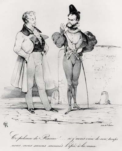 Karikatyr av de romantiska draman vid Hernanis tid av Victor Hugo 1802-85) (1829) av French School