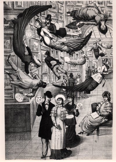 Karikatyr av besökare till Parissalongen 1880 av French School
