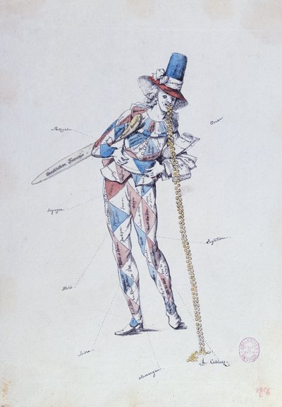 Karikatyr som satiriserar franska aristokratiska emigranter, ca 1792 av French School