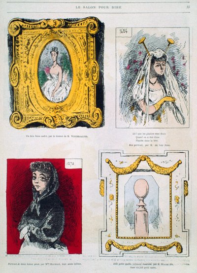 Karikatyrer av målare, Franz Xavier Winterhalter, Glaize Fils, illustration från Le Salon pour Rire av French School