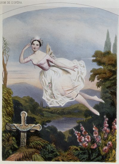 Carlotta Grisi (1819-99) som Giselle, från balett med samma namn av Adolphe Adam (1803-56) av French School