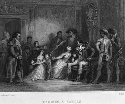 Carrier a Nantes - i "" Revolution francaise"" av Thiers. 1800-talet av French School
