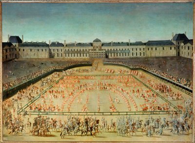 Karusell som gavs till Ludvig XIV framför Tuilerierna ... av French School