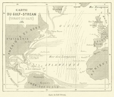 Carte du Gulf-Stream (gravyr) av French School