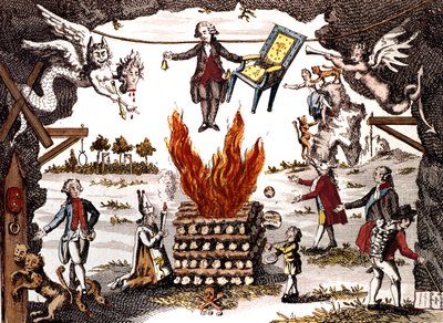 Tecknad film av Mirabeau, ordförande i Jacobin Club, 1789 av French School