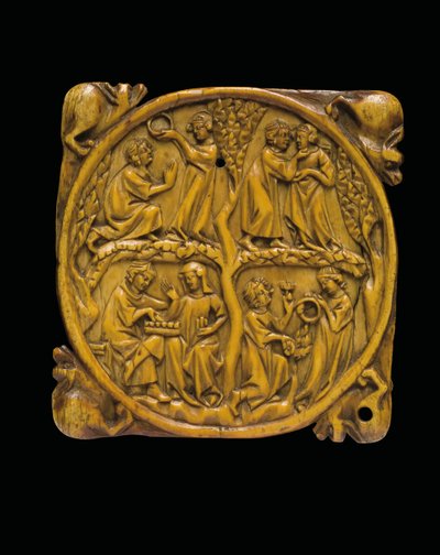Snidat spegelfodral, Paris, c.1310-20 av French School