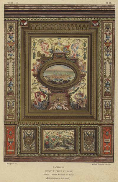 Ristade, målade och förgyllda paneler av French School