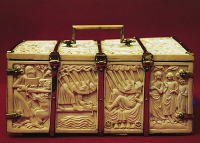 Kist med scener ur romansk litteratur, 1330-tal av French School