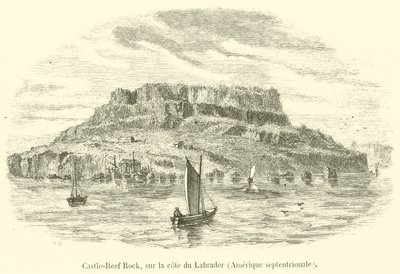 Castle-Reef Rock, vid Labradors kust, Nordamerika (gravyr) av French School