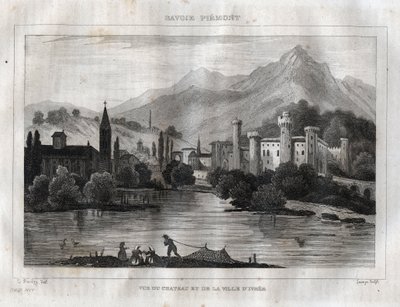 Slottet av Ivrea - Castello di Ivrea - Gravyr från "" Pittoreska Italien"" av M. de Norvins, Ch. Nodier 1834-1836. av French School