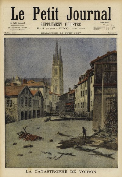 Katastrofal översvämning i Voiron, Frankrike, 1897 av French School