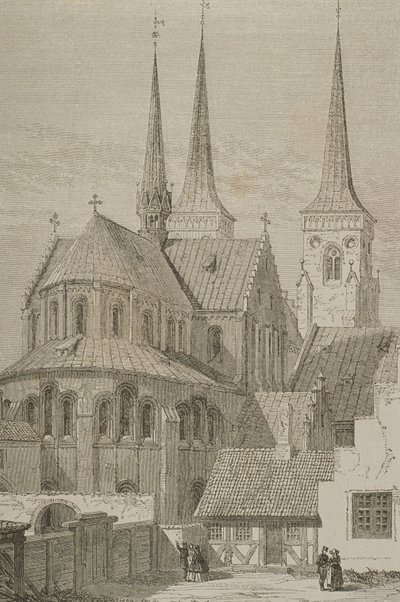 Katedralen på 1850-talet, Roskilde, Danmark, från Le Tour du Monde, publicerad i Paris, 1860-talet av French School