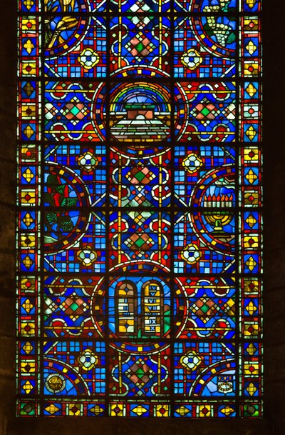 Cathedrale de chartres, detalj av fredens målade glas av French School