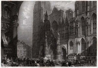 Katedralen i Rouen. (gravyr, ca 1850) av French School