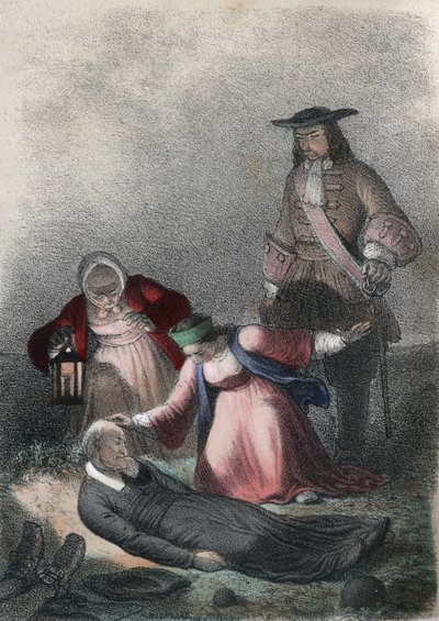 Katarina I av Ryssland (Marta Elena Skavronska, senare Marfa Samuilovna Skavronskaya) - Katarina I (1684 - 1727), ett barn, hittar pastor Skovronski, pastorn som uppfostrade henne, döende bland de döda i Mariembourg, en stad som invaderats av ryssarna - i  av French School