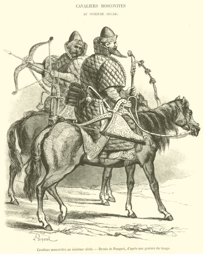 Moskovitiska ryttare på 1500-talet (gravyr) av French School