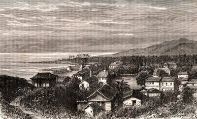Cayenne - Commune en outre mer Guyane - gravyr i "La France illustree: geografi, historia, statistisk administration" av V.A. Malt-brunt. 1884 av French School