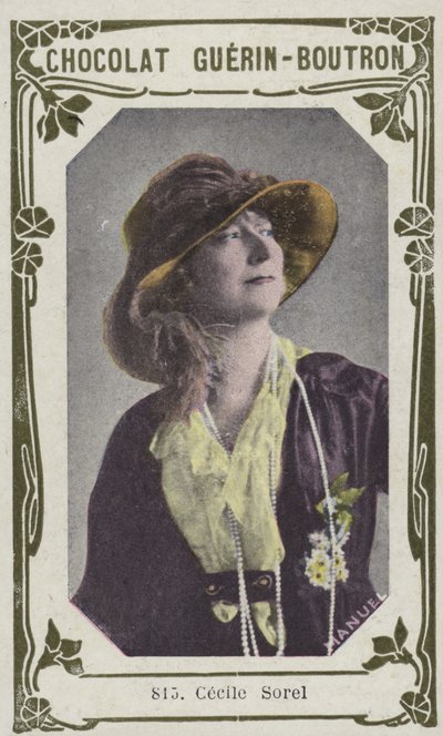 Cecile Sorel (färgad bild) av French School