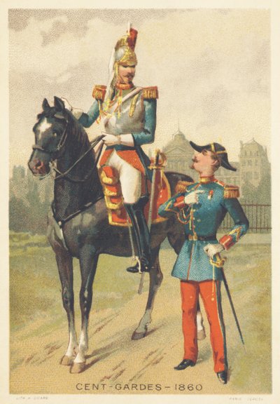 Centengudes 1860 (elitkavallerikårens ansvar för kejsar Napoleon III:s personliga garde, skapad 1854, upplöst 1870) av French School