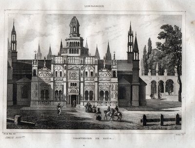 Certosa di Pavia - Chartreuse av Pavia - Gravyr från "" Pittoreska Italien"" av M. de Norvins, Ch. Nodier 1834-1836. av French School
