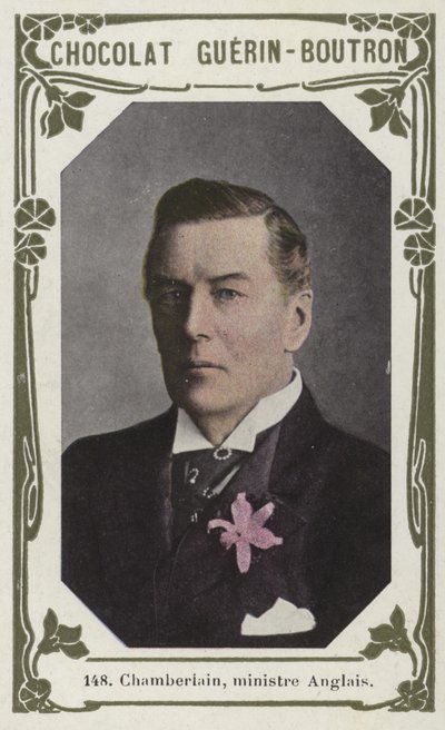 Chamberlain, brittisk minister (färgad bild) av French School
