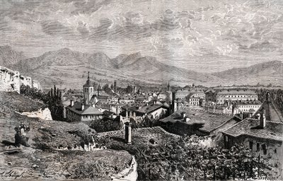 Chambery - Savoie - gravyr i "La France illustree: geografi, historia, statistisk administration" av V.A. Malt-brunt. 1884 av French School