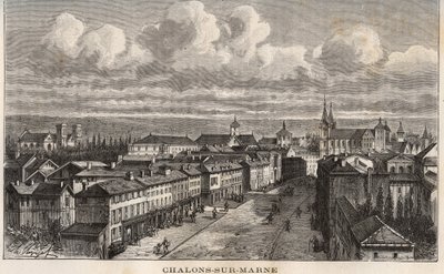 Champagne-Ardenne (Champagne Ardenne), Marne (51), Chalons sur Marne (Chalons-sur-Marne) (nuvarande Chalons en Champagne, Chalons-en-Champagne) - gravyr i "Frankrike illustrée: geografi, historia, statistisk administration" av V.A. Malt-Brown. 1884 av French School