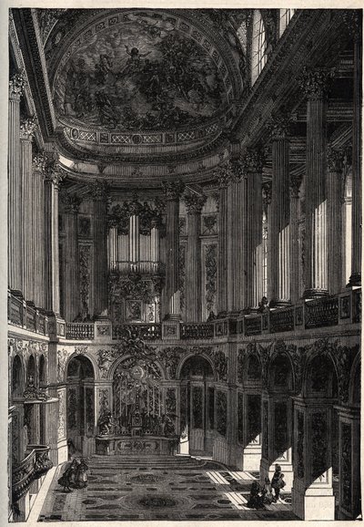Kapell av slottet i Versailles - Kapell i slottet i Versailles - gravyr i "" PATRIE" - BESKRIVNING PECTURERIQUE DE LA FRANCE EN 6 VOLYER AV LUCIEN HUARD - slutet av 1800-talet av French School