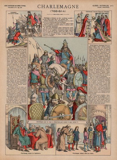 Charlemagne, 768-814 (färg litho) av French School