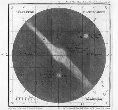 Charles-Joseph Messier (1730-1817) observationer av en nebulosa i Andromedas bälte 1807 av French School