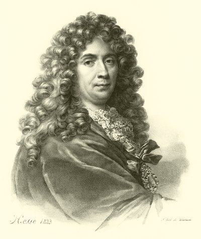 Charles Le Brun, porträtt (gravyr) av French School